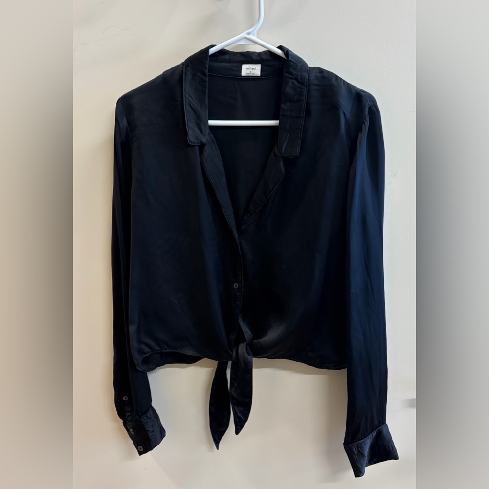 Aritzia Black Satin Blouse